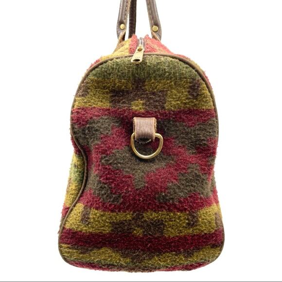 WEEKENDER mini-bag Pendleton & J. Crew style Unbranded VINTAGE leather handle - Picture 12 of 14